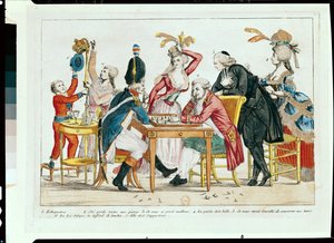 Caricature of Louis XVI (1754-93) Playing Chess with a Soldier of the National Guard